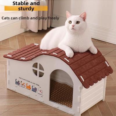 Unique Felt Cat House Foldable Wear-resistant Cats Bed Cave Design with Door Cat Castle For Cat Within 20lb