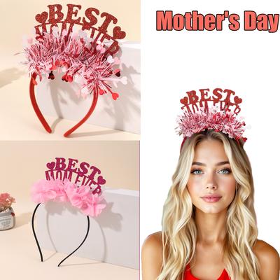 Muttertags-Haarreif für Mütter zum Geburtstag: „Mama der Allerbesten“ – Glitzernde Krone mit Herz und Pailletten – Göttinnen-Accessoires