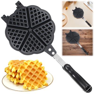 Breakfast Waffle Molds Non-Stick Aluminum Alloy Mini Waffle Pot Egg Cake Oven Double-Sided Frying Pan Waffle Pancake Griddle Pan