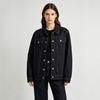 Women's Button Lapel Denim Jacket, Spring Autumn Loose Long Sleeve Casual Jean Outerwear Coat for Daily Street Wear