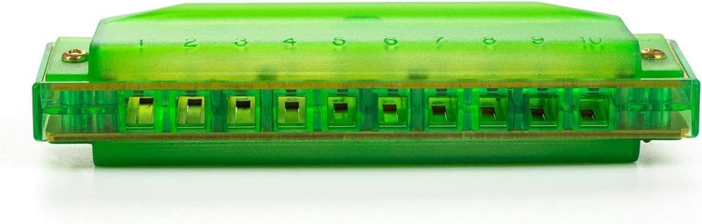 HOHNER Translucent Harp Green 10 holesC Tone