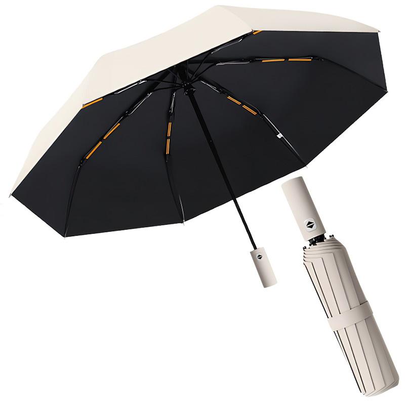 Solid Color 16/24 Bone Automatic Umbrella with Light Collapsible Windproof UV Protection Super Strong Sunshade Portable Design