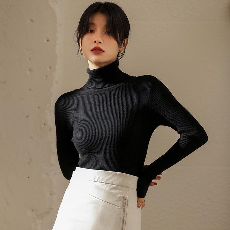 Women's High Collar Fleece Sweater: Stylish, Warm Long Sleeve Top for Autumn/Winter 2024