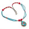 Red Coral Turquoise Necklace Tibetan Cabochon Nepali Beaded Jewelry 18" NA 794