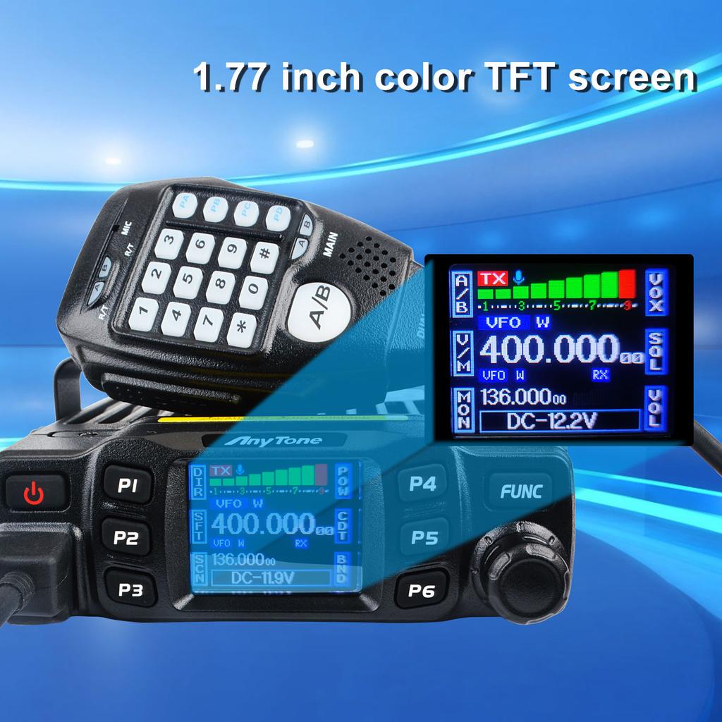 Anytone AT-778UVII GMRS VOX Dual Band 136-174MHz&400-490MHz 25Watt 200Channels 2m 70cm Amateur Analog Mobile Radio Color Screen
