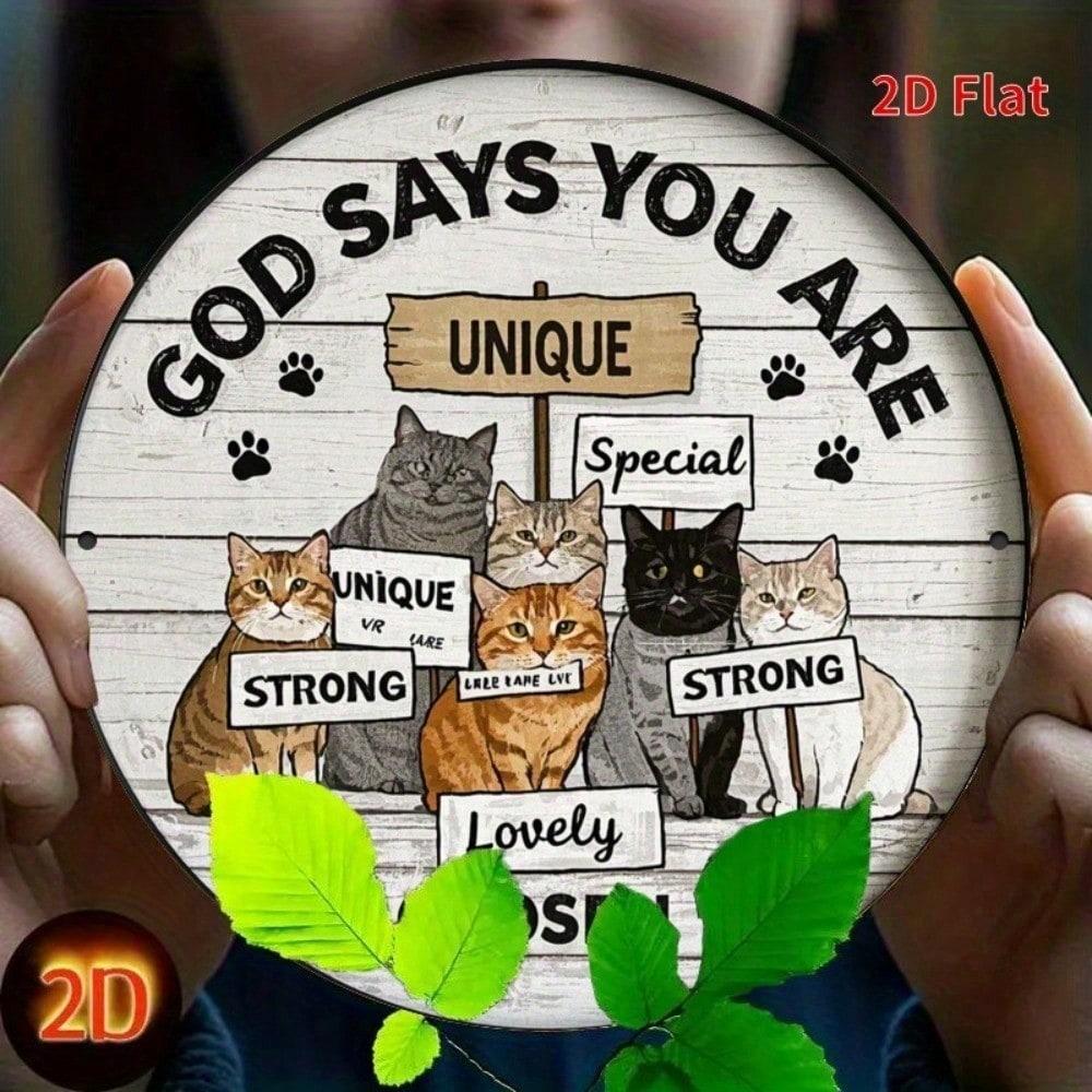 Vintage Cat Metal Sign 8x8 Inch Cute Pet Wall Decor For Home Cafe Bar Garden Yard