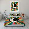 Colorful Moon and Stars Decor Bedding Set with 1 Duvet Cover 2 Pillowcases Single Double King Queen, Gift
