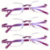 3pcs Frameless reading glasses women anti fatigue clear lenses with diamond cutting design fashionable eyewear