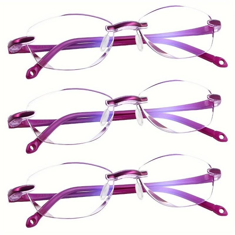 3pcs Frameless reading glasses women anti fatigue clear lenses with diamond cutting design fashionable eyewear