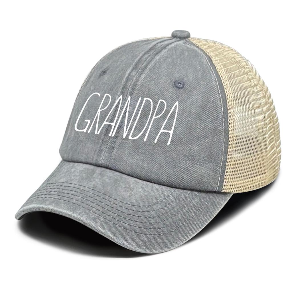 DAD And MOM Mesh Cap Adjustable Trucker Hat Grandpa Grandma Caps Distressed Snapback Baseball Cap Ideal Choice For Family