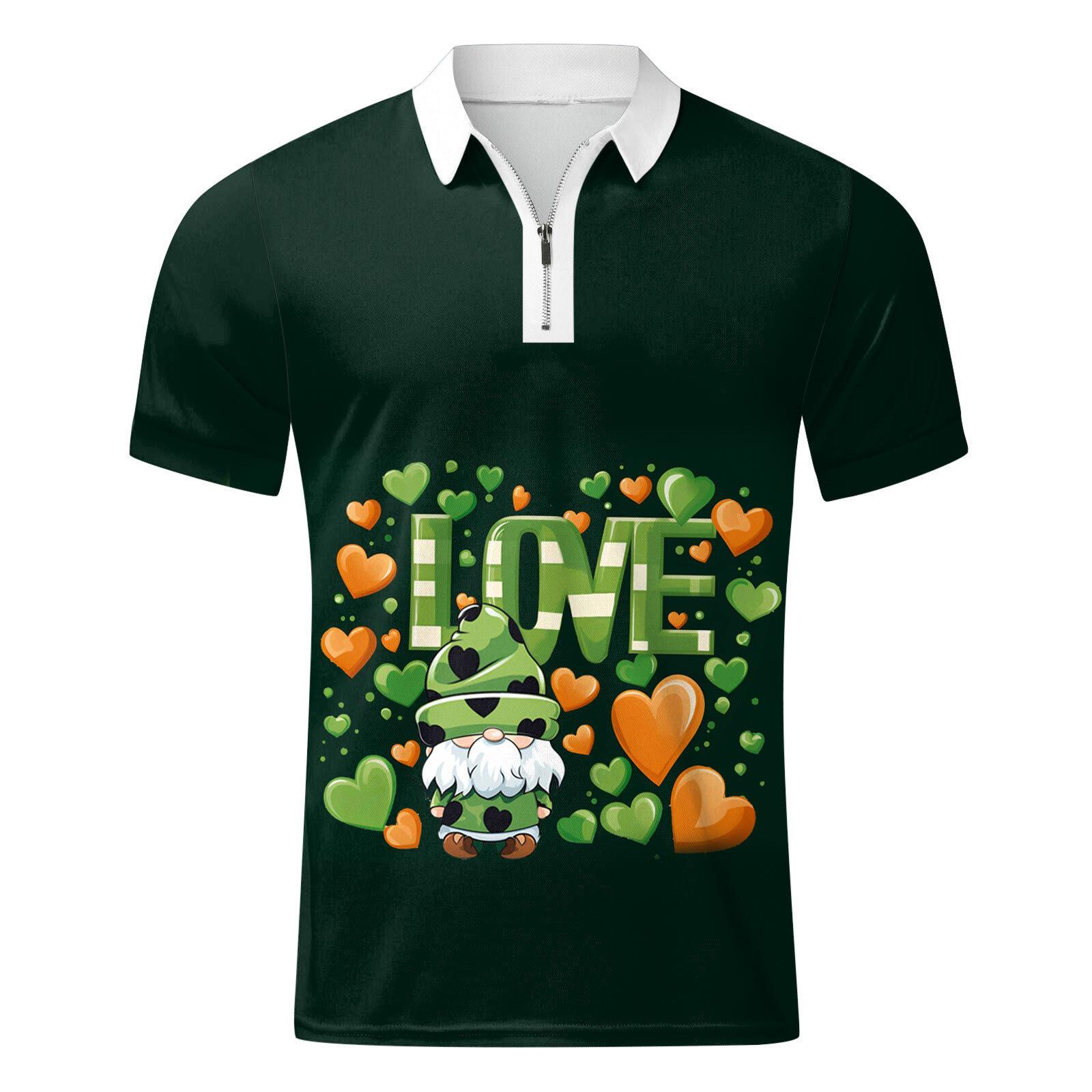 

Мужская трендовая повседневная футболка-поло с коротким рукавом на молнии с 3D-принтом большого размера 5XL