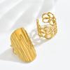 Stainless Steel Open Rings For Women Vintage Wide Irregular Geometric Texture Index Finger Rings Party Jewelry Gifts