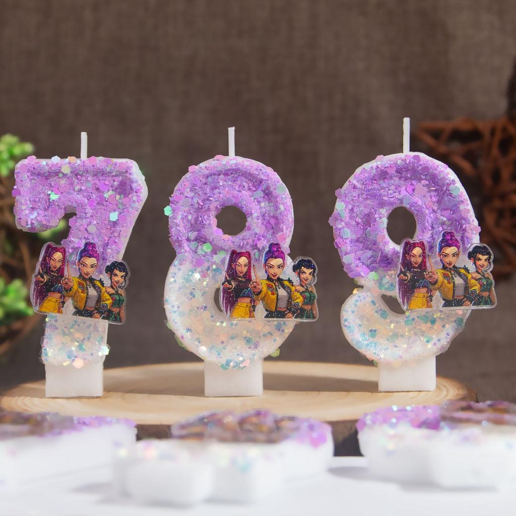 New Kpop Demon Hunters Theme Candle Number 0-9 Birthday Party Cake Decoration Cartoon Baby Shower Supplies Kids Gifts