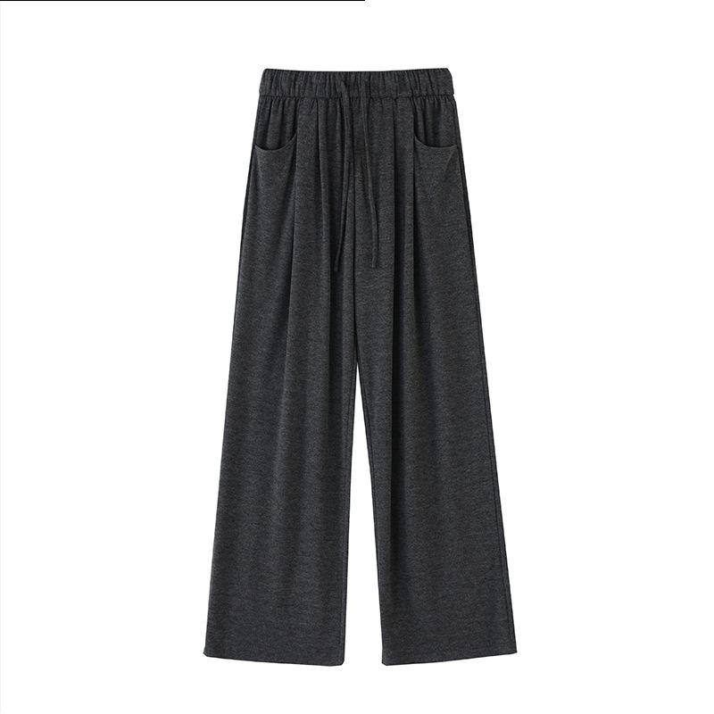 Lazy wind glutinous rice pants spring new women's pendant soft waxy relaxation knitted sports loose wide-leg pants