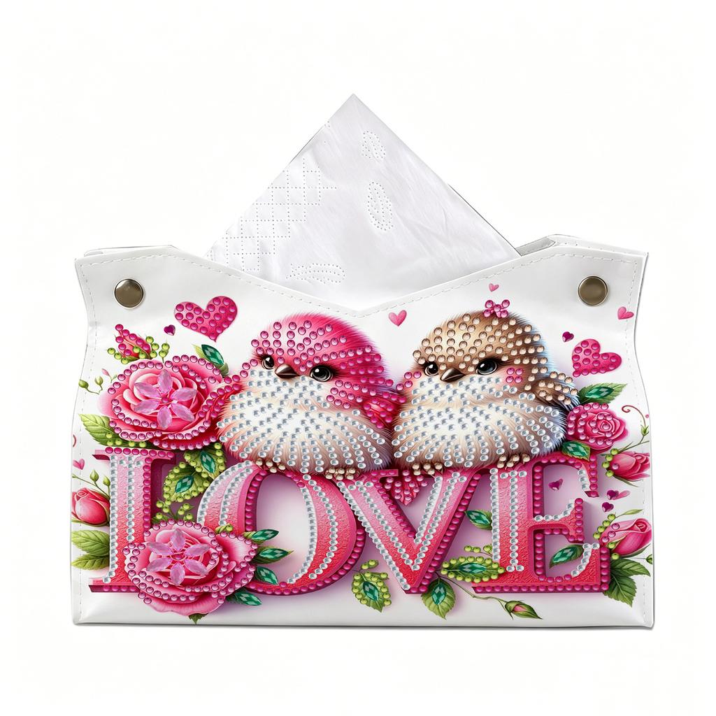 Porta salviettiera Diamond Art Fai da te in PU Pelle Mosaico di Cristallo Organizer da Scrivania Borsa Gem Art Decorazione Casa Ufficio Regalo Artigianale per Donne