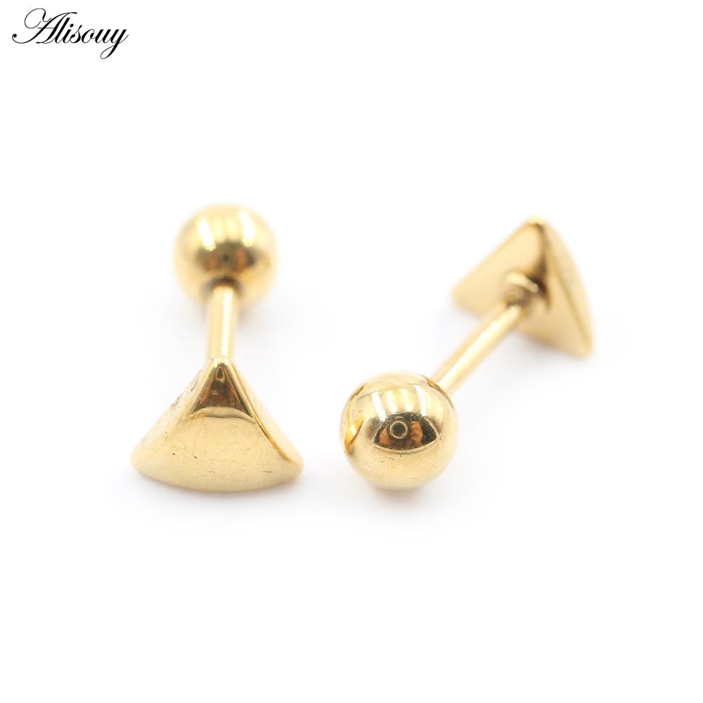 2PC Edelstahl Shell Kreuz Herz Stern Spinne Mond Schlange Biene Dreieck Frauen Männer Ohrstecker Knorpel Ohrringe Piercing Schmuck