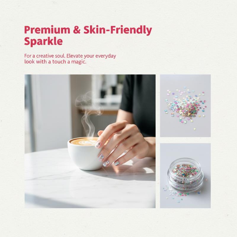 Decorazione Manicure 1 Scatola Paillettes a Stella Nail Art Glitter Colorati a Cinque Punte per Design Unghie Fai da Te