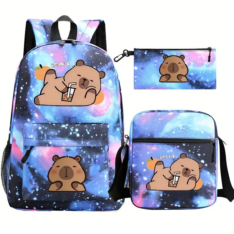 Peripheral primary and secondary school students fashion backpack children's schoolbag set three-piece set