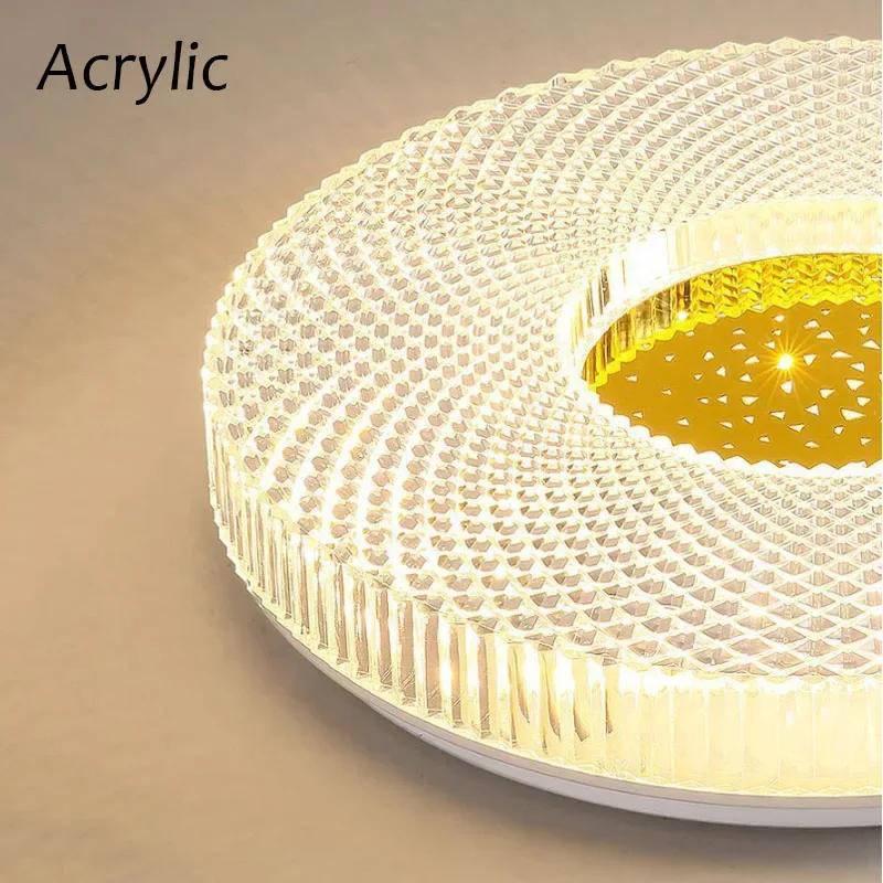 Luxury Bedroom Ceiling Light Indoor Circular Wall Lamp Acrylic Crystal Decorative Lighting Tricolor Dimming Lamp for Living Room