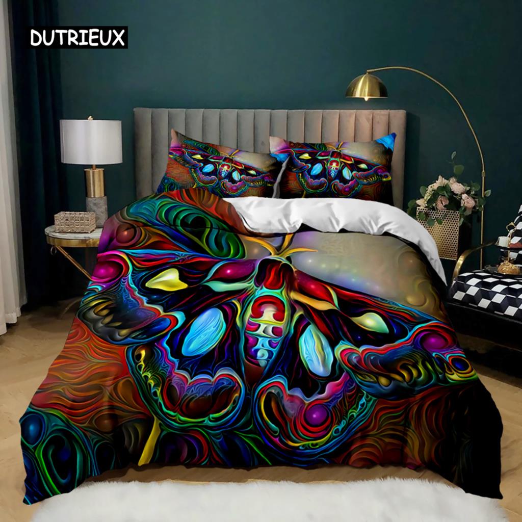 Butterfly Duvet Cover Set Butterfly Plum Branch Pattern Bedding Set Soft Bedclothes Twin Queen King Size Polyester Qulit Cover