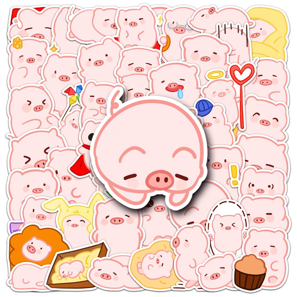 50 Cartoon Piglet Cute Animals Children Reward Decorative Water Cup Suitcase Stickers