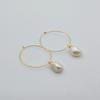 Round Earrings White Natural Freshwater Pearls Large Gold Earrings Baroque Pearls Handmade Gold Earrings Women's Earrings