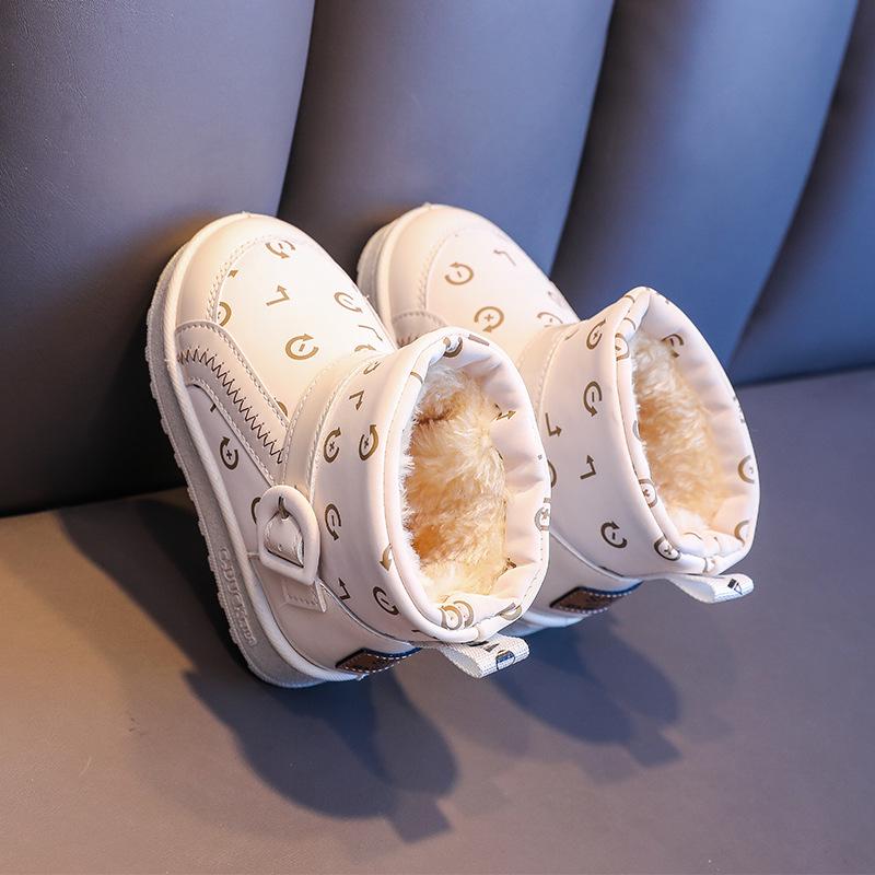 

Kids Winter Snow Boots: Wear-Resistant, Thick, Warm, Anti-Slip Fashion Boots with Added Fleece for Boys and Girls Size 30, 18.7CM inner length, runs small бежевий