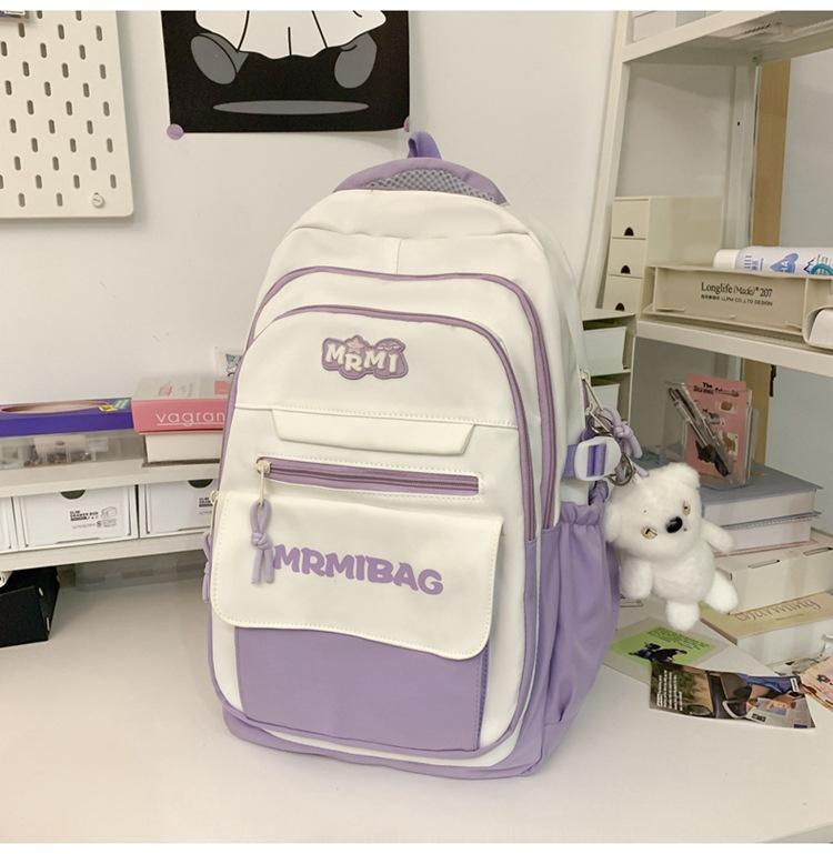 Schoolbag Girls Large Capacity Backpack Junior High School Student 1011 College Style School Bag Elementary School Student Leisure Fashion Travel