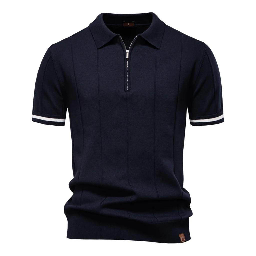 TrendHub Men's Solid Color Sport Zipper Polo Shirt Athletic Social Polo Shirts for Men Office Slim Fit Polo