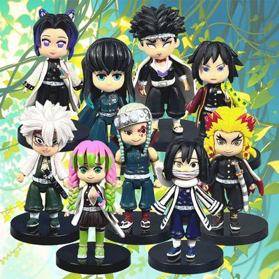 Kawaii postavičky z Demon Slayer PVC Kimetsu No Yaiba figurky Anime Rengoku Shinobu Mitsuri Giyuu Figurky Domácí dekorace
