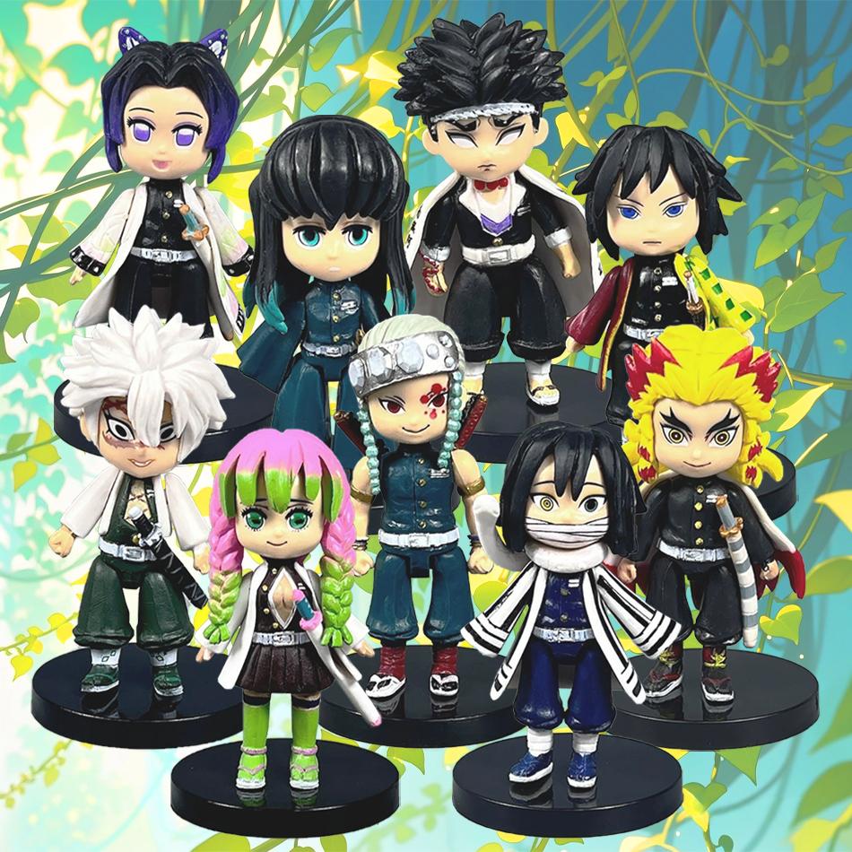 Kawaii Demon Slayer Character Statues PVC Kimetsu No Yaiba Figures Anime Rengoku Shinobu Mitsuri Giyuu Figurines Home Decoration