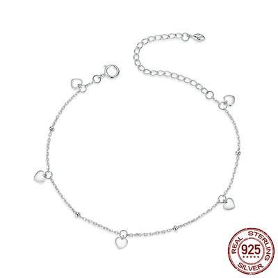 New Xinyu S925 Sterling Silver Bracelet for Women, Simple and Versatile Heart-shaped Platinum-plated Bracelet