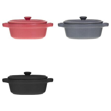 Ceramic Casserole 8.5X11Cm Black With Lid