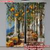 Mediterranean Courtyard Curtains Digital Printing White Columns Orange Trees Blue Sea View Coastal Living Room Decor Set Of 2 Made Polyester