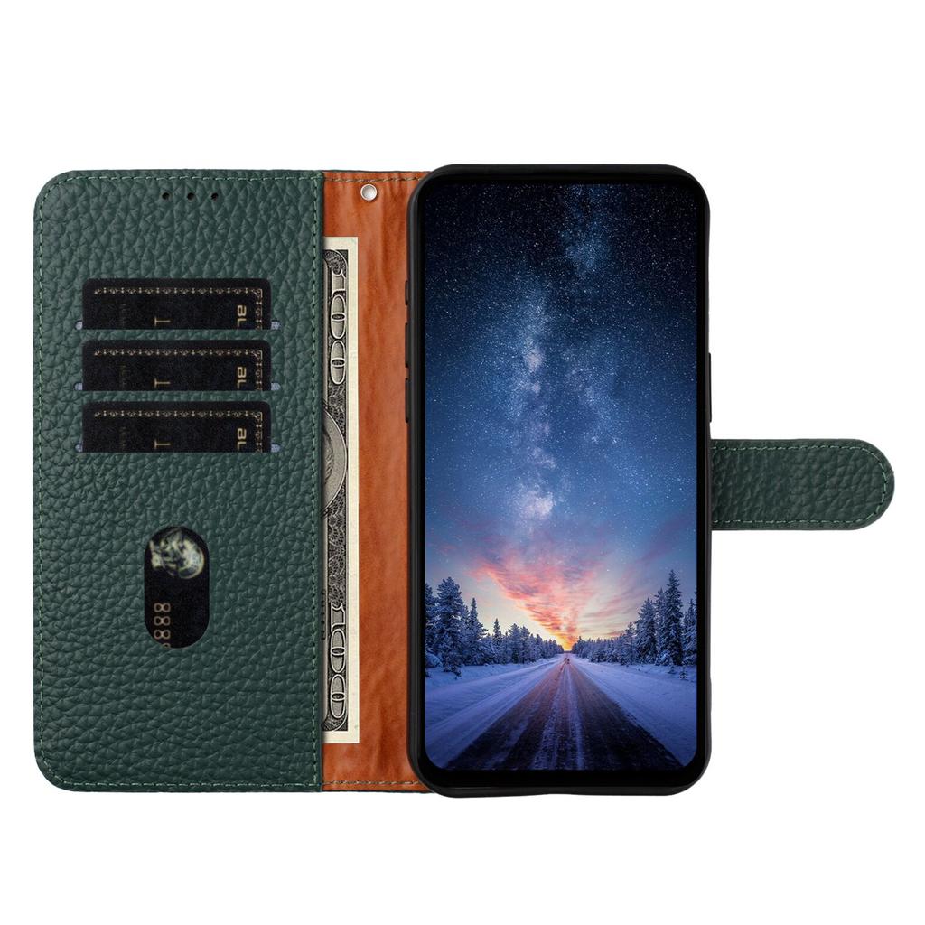 For Honor Magic7 Lite 5G/X9c 5G/X60 Pro 5G Case Wallet Stand Litchi Texture Genuine Cow Leather Flip Phone Cover