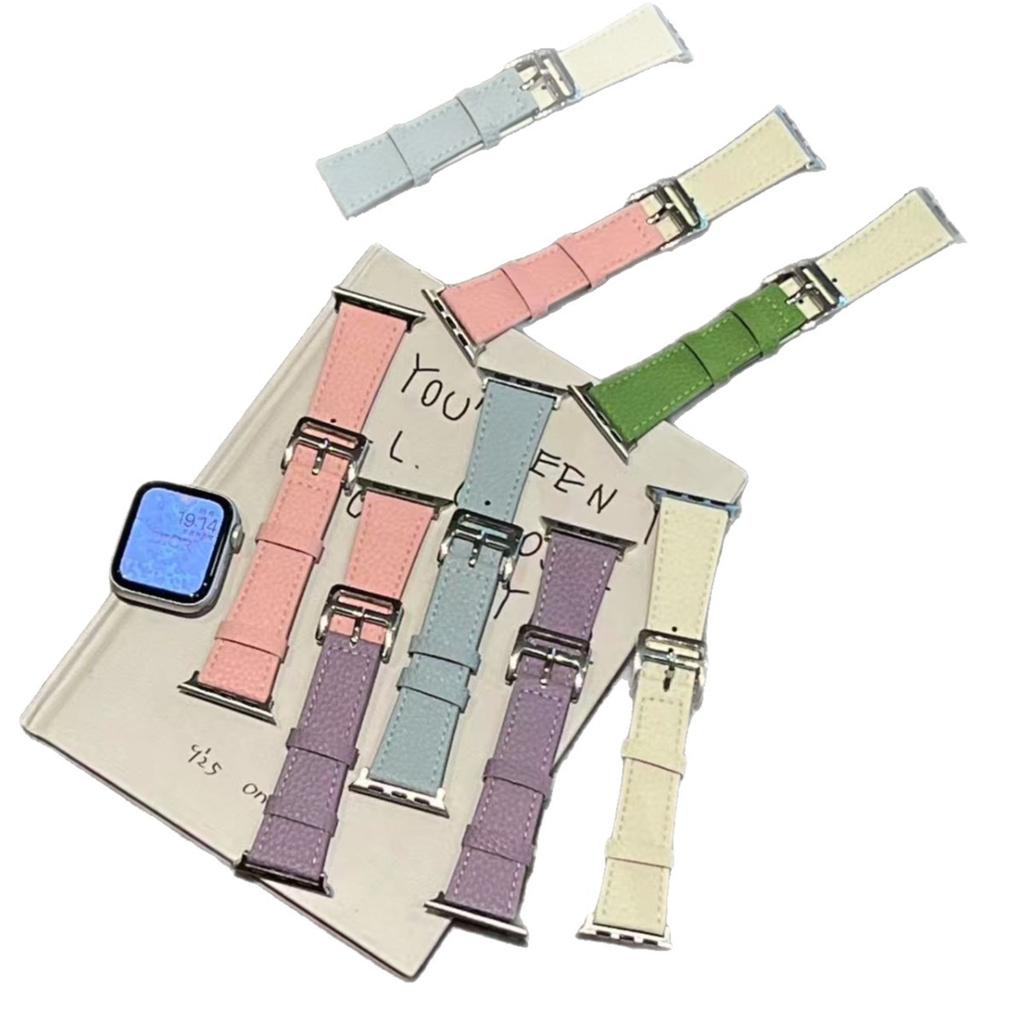 For Apple iwatchS10 Lychee Leather Strap Applewatch98765SE/Ultra Watch