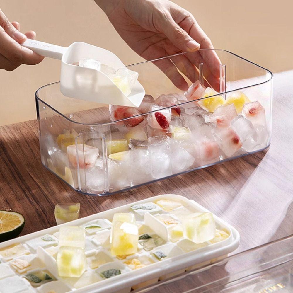 Silicone Ice Cube Mould Box With Lid Ice Mould Tray Cocktail Ice Cube Molds Home