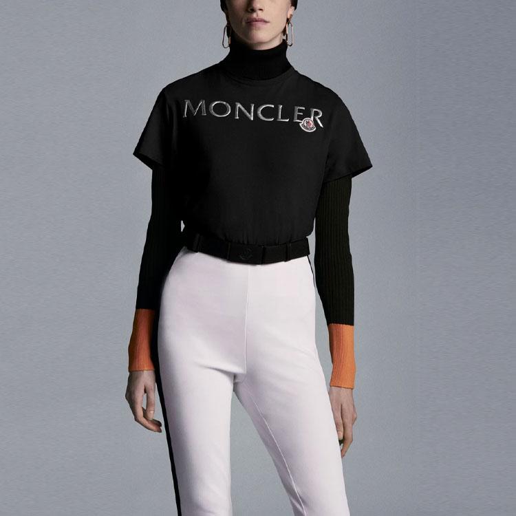 Moncler FW21 Logo Print Short Sleeve T-Shirt Women Tops Black G20938C00024829FB999