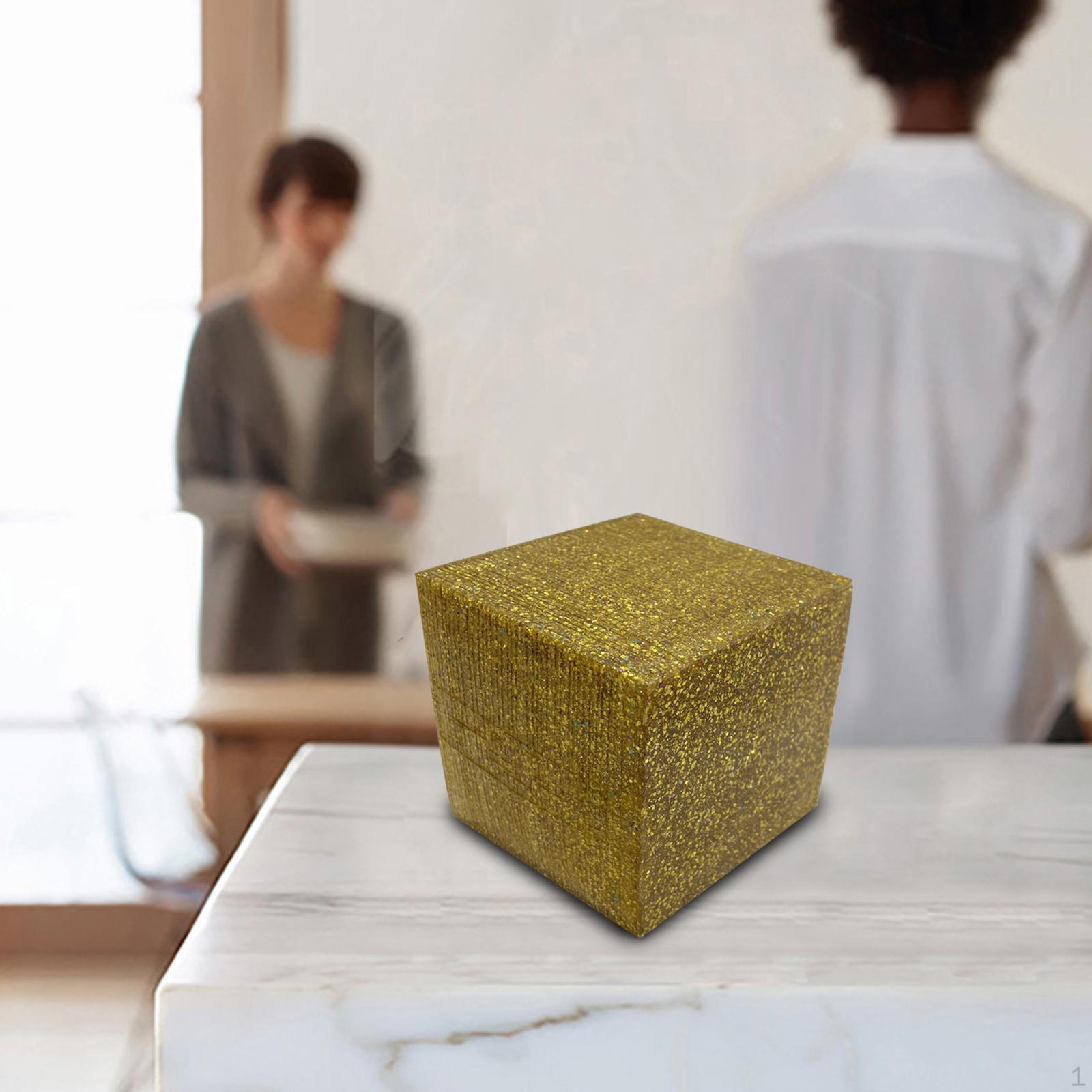 

Cubic Statue Geometric Art Sculpture Resin Figurine Craft Ornament for Desktop Room Office жовтий
