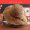 Flat Brim Straw Hat With Butterfly Bow For Sun Protection And Beach Outings