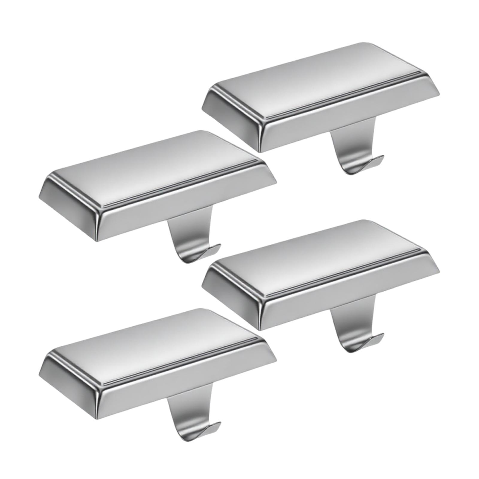 

4Pcs Christmas Stocking Holders Multifunction Stocking Hangers Base Light Strip Decoration Hook for Fireplace Tabletop Shelf срібний