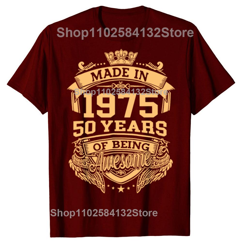 50th Birthday Gift 50 Years Old Vintage 1975 Limited Edition Men T Shirt New Cotton Short Sleeve Funny Father Daddy Tshirts