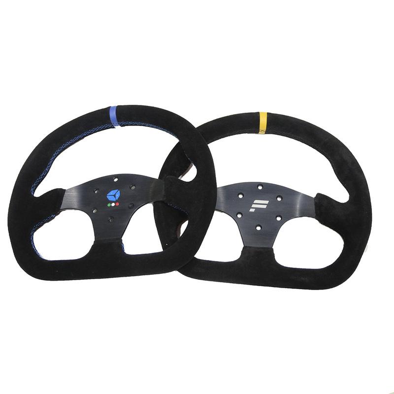13inch 330mm Type D Steering Wheel Suede Steering Wheel Flat Game Steering Wheel  Blue Yellow Ring
