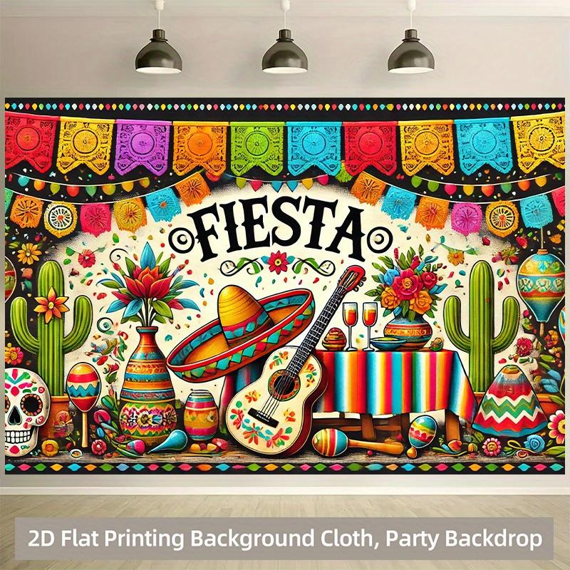 1 piece of 2D Flat Banner, a colorful polyester background banner for the Mexican cultural festival