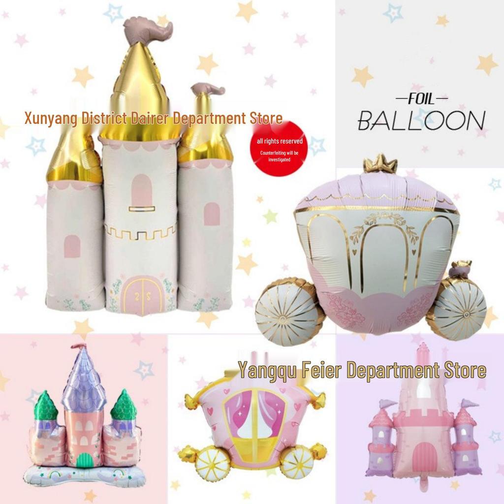 Traumprinzessin Schloss Kürbis Kutsche Folienballon - Schaukelbär Geburtstagsparty Dekoration Requisite