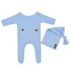 Newborn Photo Shoot 2-Piece Set: Knit Romper + Long-Tail Hat—European & American Style Outfit for Newborn Photography,Soft&Cute!