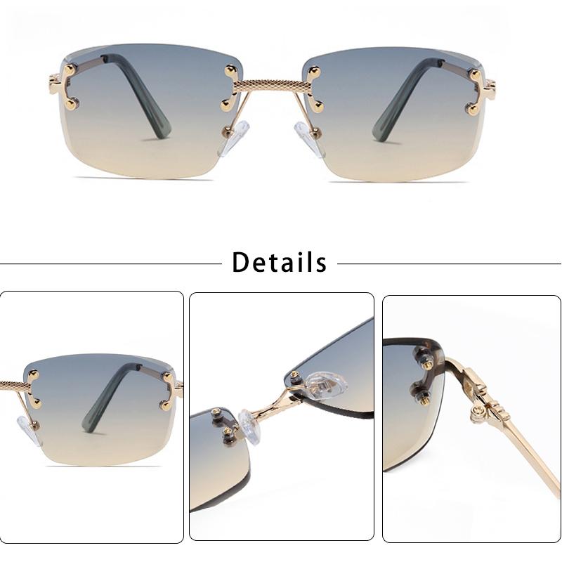 Occhiali da Sole HBK Senza Montatura Quadrati Donna Retro Metallo Occhiali da Sole Uomo Lusso Festa Business Lenti Sfumate Stile Estate 2024
