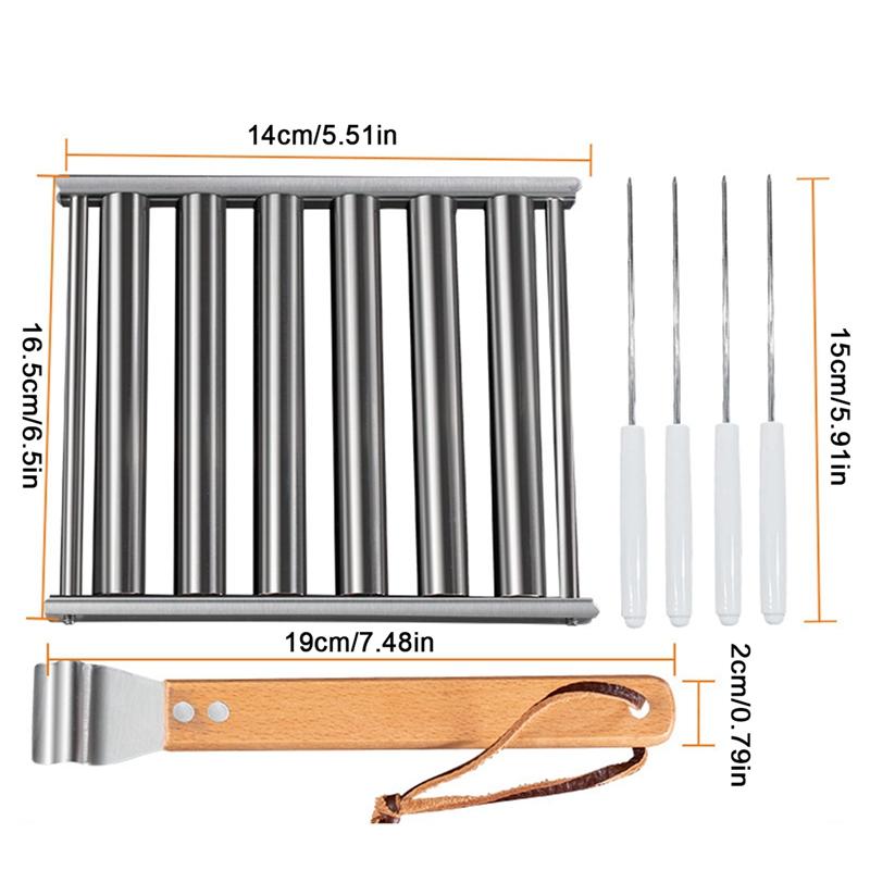 

Ролик для хот-догов, ролик для сосисок с ручкой, нержавеющая сталь, грили для барбекю, съемный роликовый гриль для барбекю на открытом воздухе серебряный
