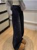 Women's and Girls' Retro Distressed Rhinestone Wide-Leg Jeans, Spicy Girl Fashion