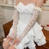 Flower Fingerless Long Gloves Lace Mesh Arm Sleeves Romantic Lace Gloves  For Women Summer